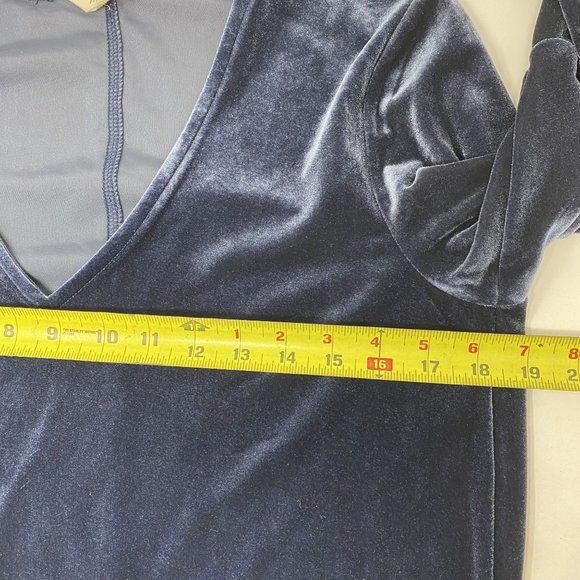Madewell Blue Velvet Balloon-Sleeve Dress Small - Picture 7 of 9